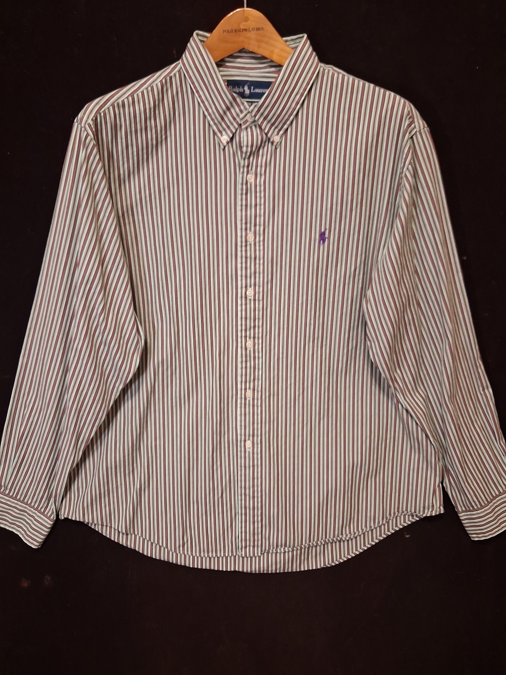 Polo by Ralph Lauren Striped Button-Down Shirt — White with Red & Navy Stripes